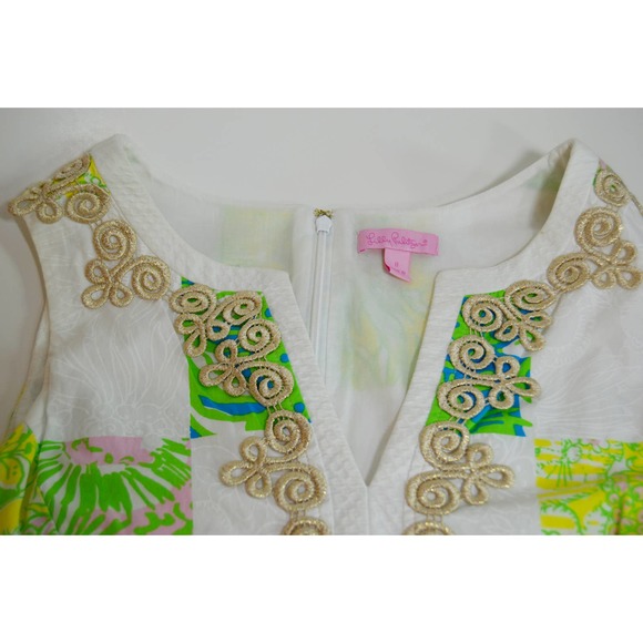 Lilly Pulitzer green and white lion patchwork dress size 8 - Picture 3 of 5